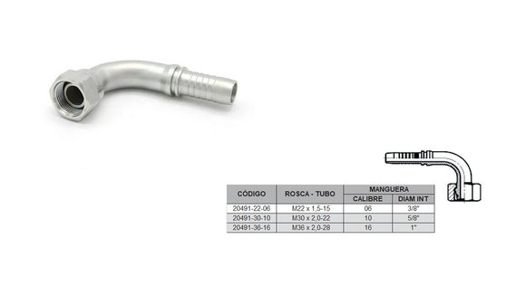 Imagen de HEMBRA CURVA 90° M36 X 2,0-28 16 1'' DKO